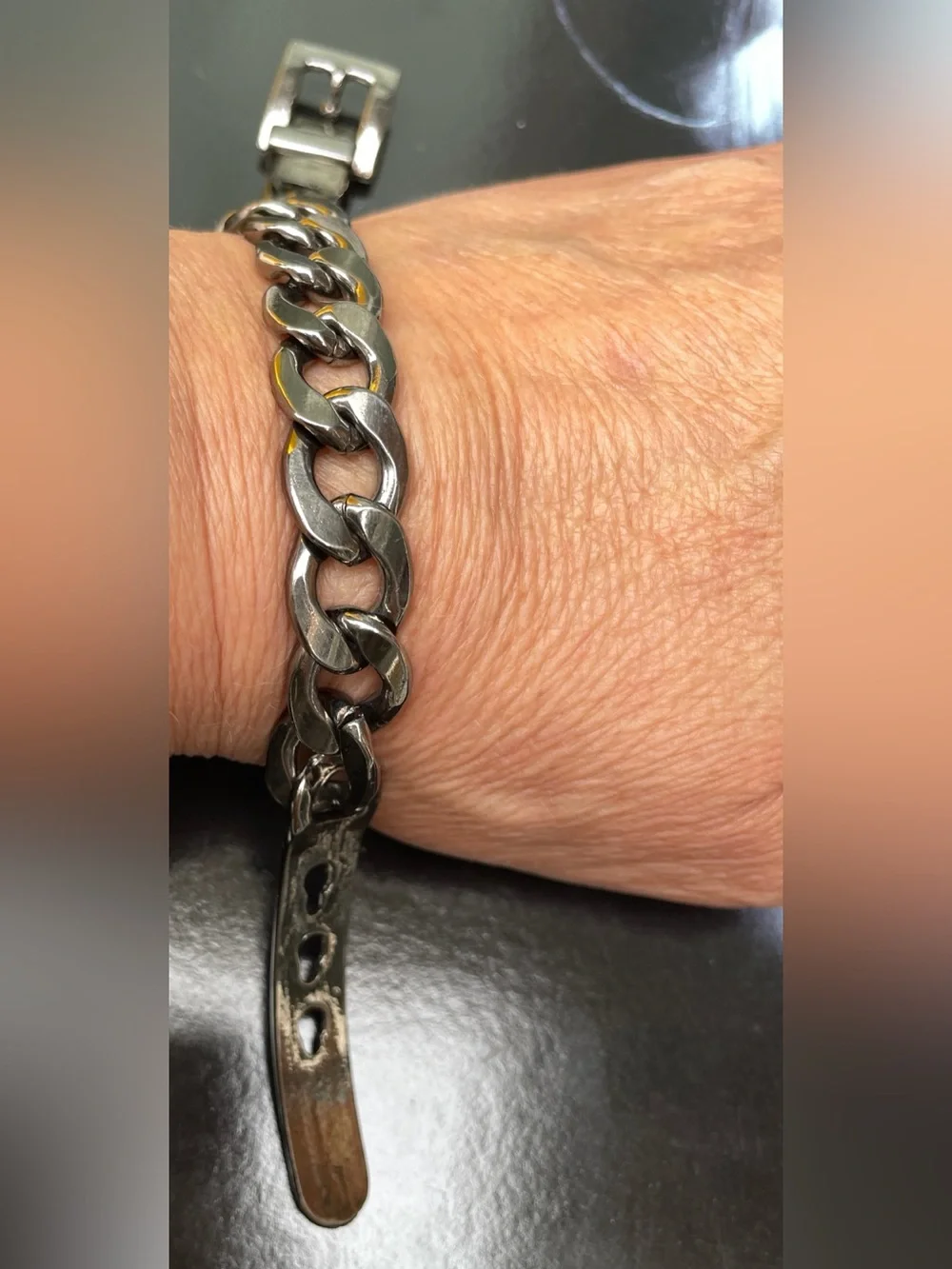 Men's Silver colour Chain bracelet Metallic Accent